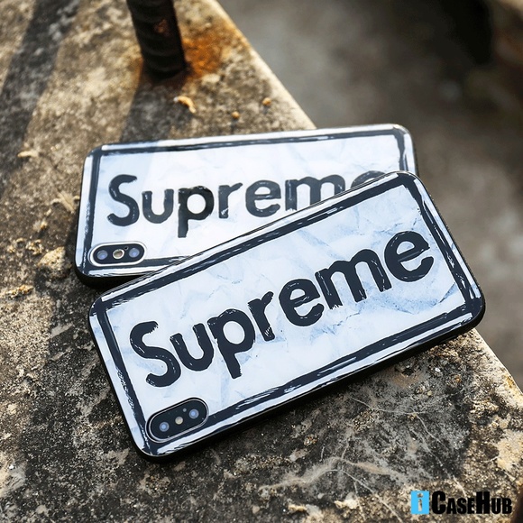 Other - Sup Logo Marble Paint Hard Glass iPhone Case
